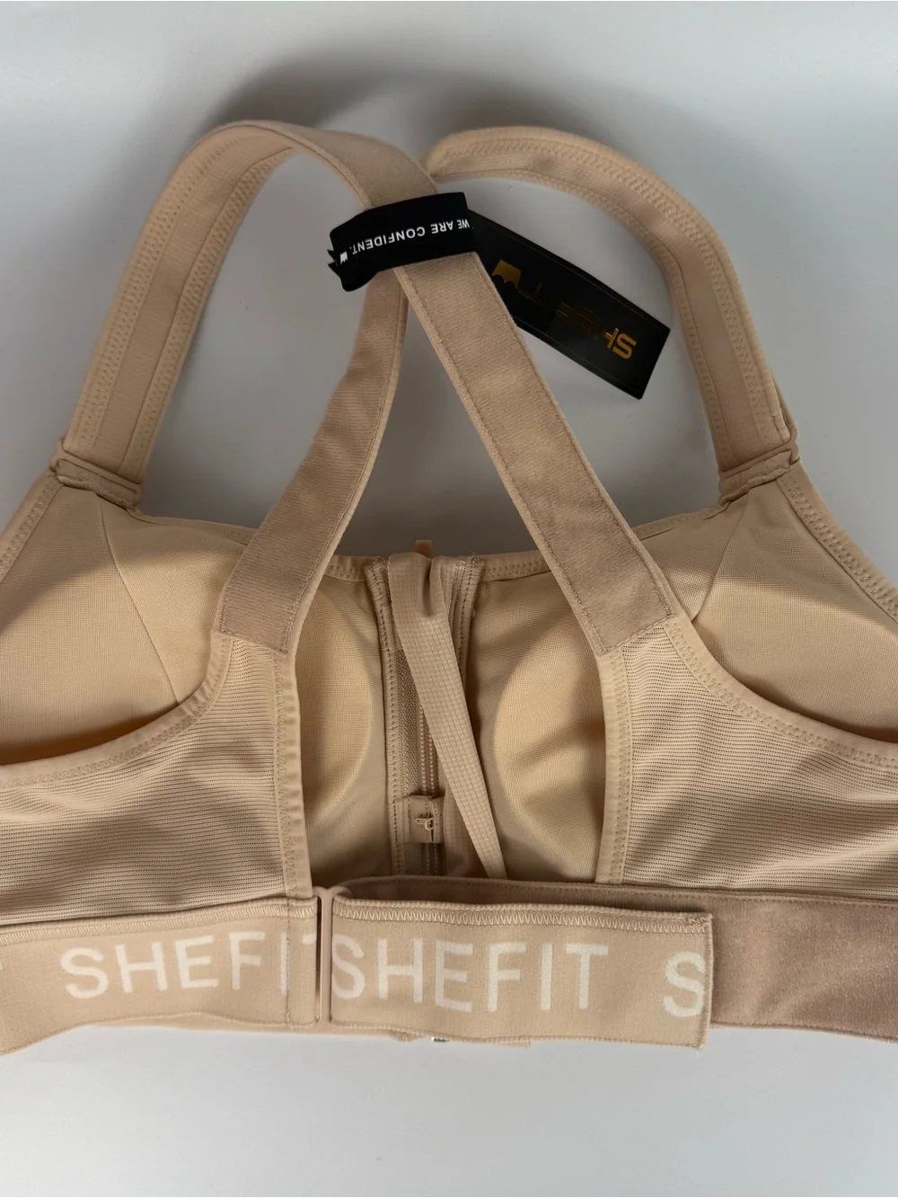 SHEFIT Women’s Ultimate Beige High Impact Sports Bra 1Luxe Style 110002 NEW